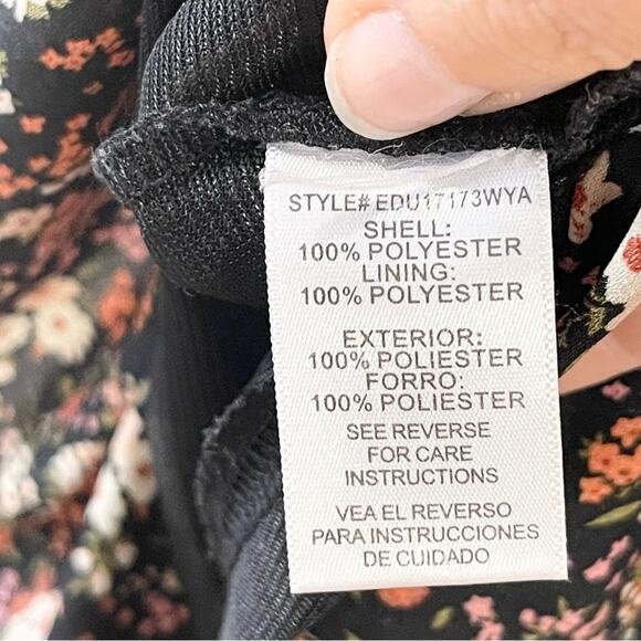 Altard State Long Sleeve Mini Dress Black with Floral Print Women’s size S - Picture 7 of 9